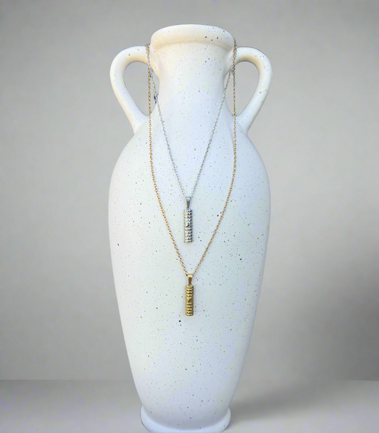 Western Wall Mezuzah Necklace with Shin