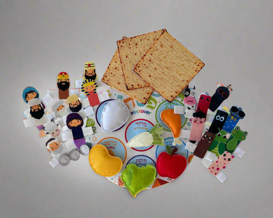 Christ-centered Passover kit for families featuring felt puppets, a felt Seder plate with play food, and a condensed Haggadah, Messianic Passover Experience for Families, Christ-centered Passover kit for families featuring felt puppets, a felt Seder plate with play food, and a condensed Haggadah