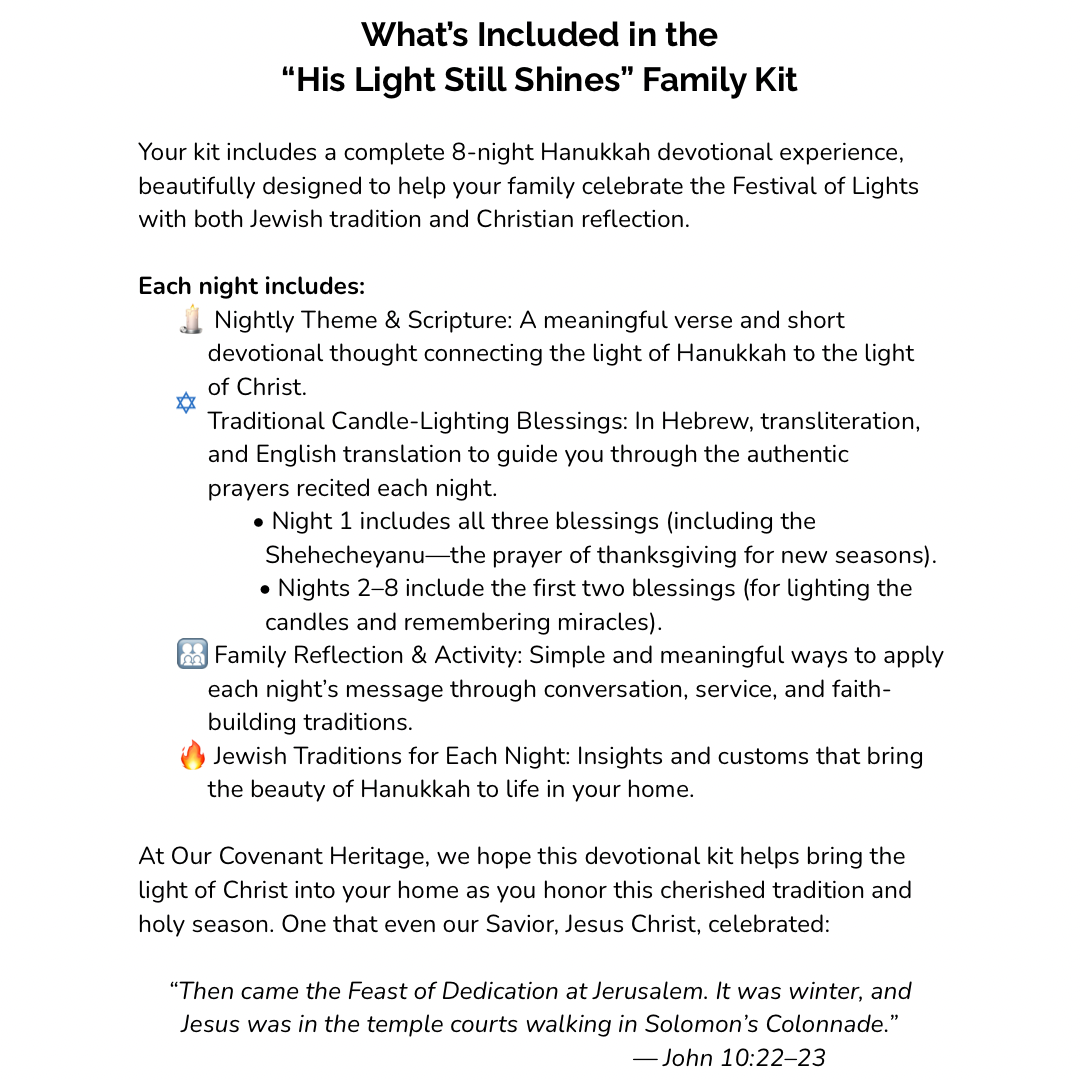 What is included in Christ-centered Hanukkah kit with driedel.