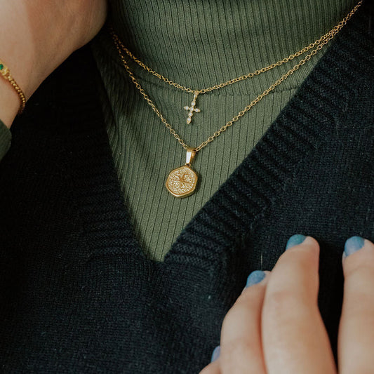Close-up of the Guiding Star necklace showing the star-shaped pendant representing looking to Christ.
