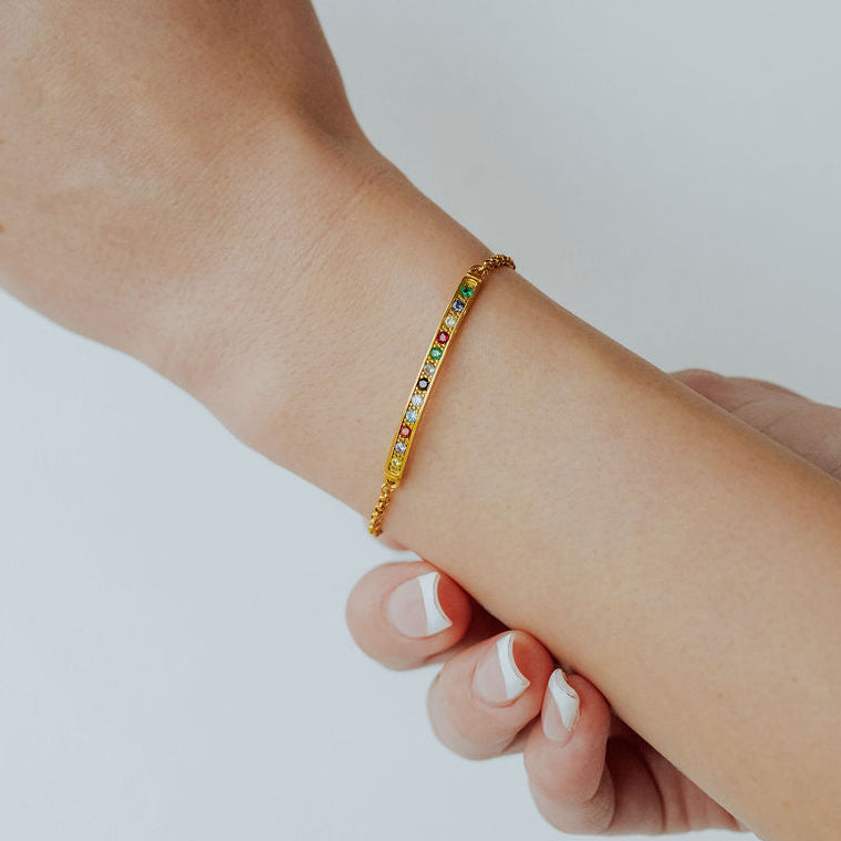 Gold-plated non-tarnish Twelve Tribes of Israel bracelet.