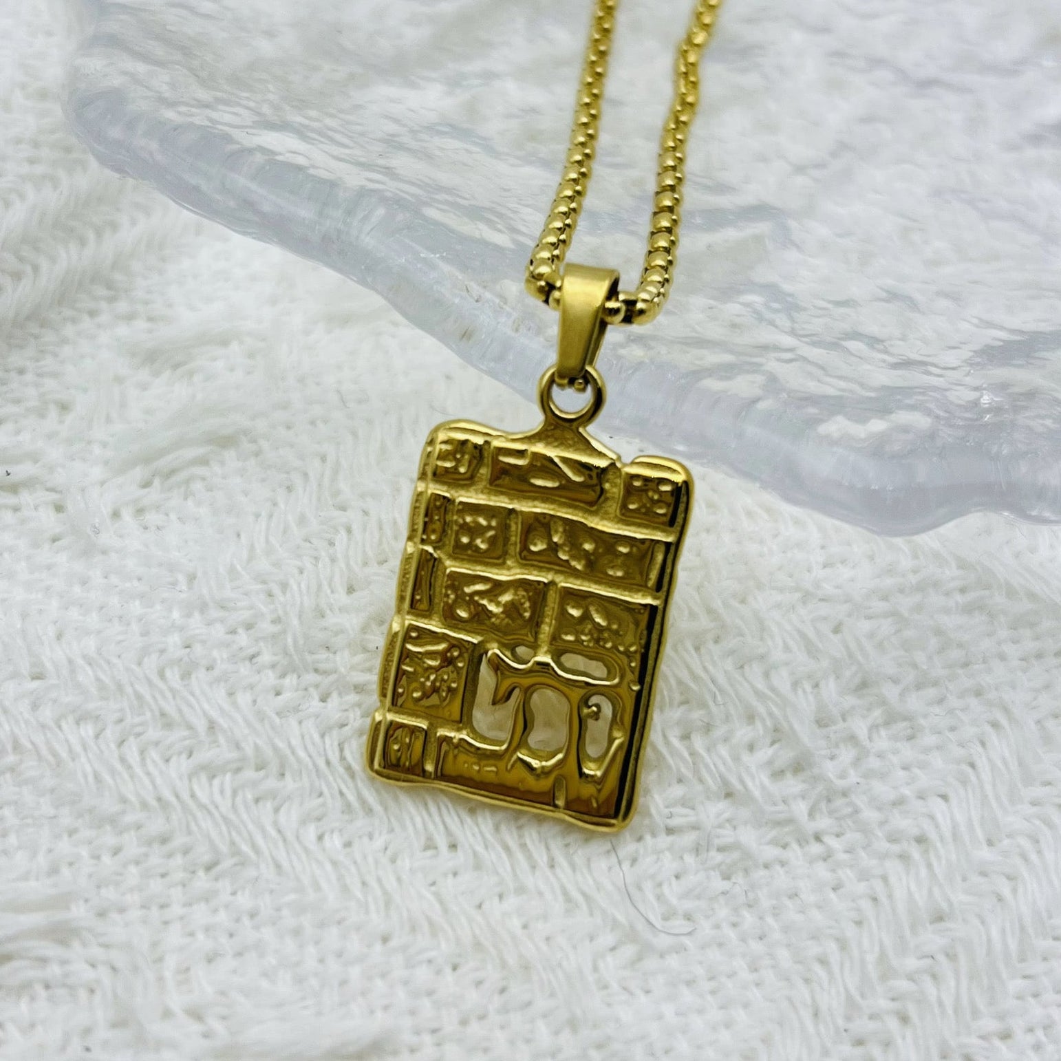 Western Wall pendant with Hebrew Chai symbol